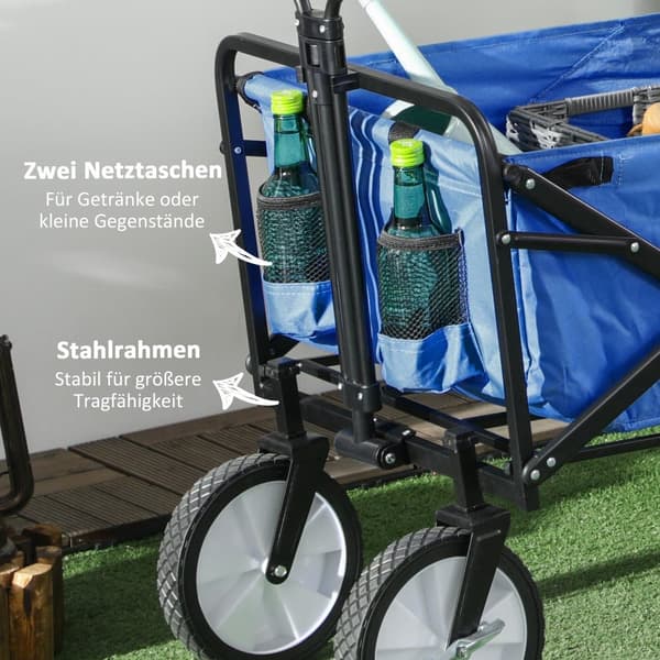 Hopfällbar Handvagn, 93x49x75-100 cm, Mörkblå