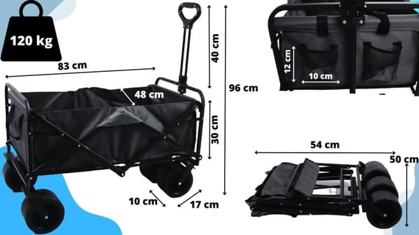 360° ROTERANDE TRÄDGÅRDSSTRAND HOPPVÄRMNINGSBAR VAGN 100 KG