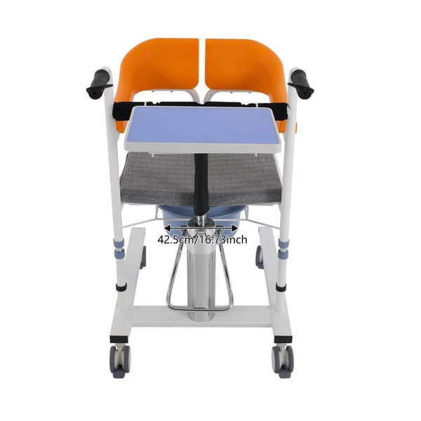 Hydraulisk patientlyft rullstol, justerbar höjd 42-60 cm, 100 kg lastkapacitet,grå