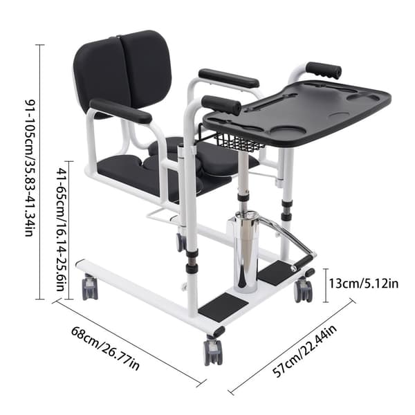 Hydraulisk patientlyft, justerbar höjd, 150 kg kapacitet