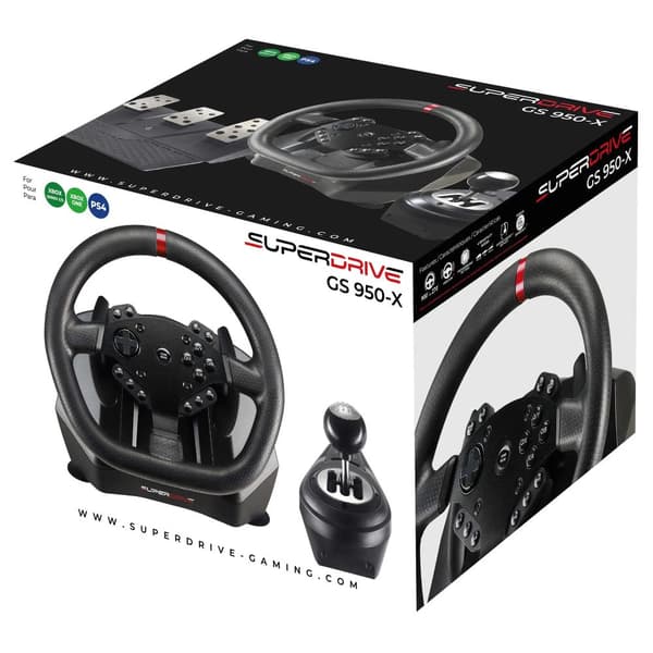 Subsonic SA5659 Gaming Controller Black USB Steering wheel + Pedals Digital PlayStation 4, Xbox One, Xbox One S, Xbox One X, Xbox Series S, Xbox Serie