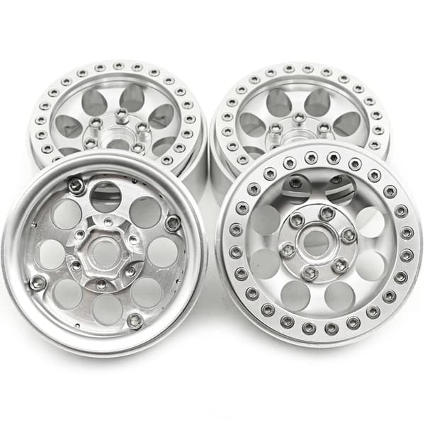 RC Crawleriin päivitettävät osat, CNC-metalliseos, mattamusta Beadlock-vanteet, Musta 4 kpl