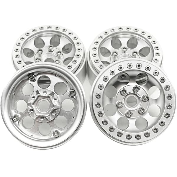 RC Crawler Bil Opgraderingsdele, CNC Metal Legering, Mat Sort Beadlock Hjul Fælge, Sort 4 stk Silver 4Pcs