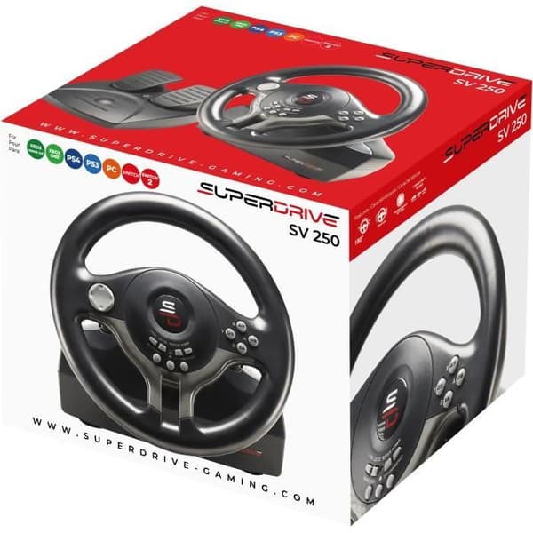 Volant Gaming - SUBSONIC - Superdrive SV250 - Switch, Xbox, PS3, PS4 och PC - Svart