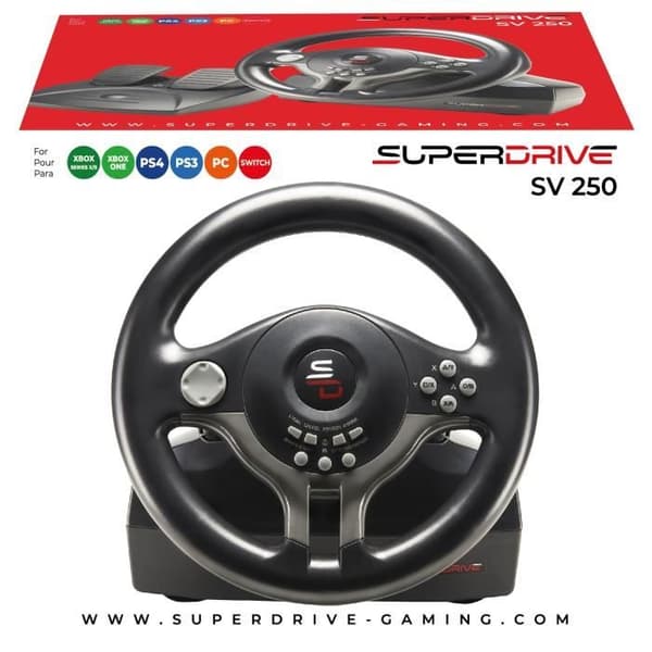 Volant Gaming - SUBSONIC - Superdrive SV250 - Switch, Xbox, PS3, PS4 och PC - Svart