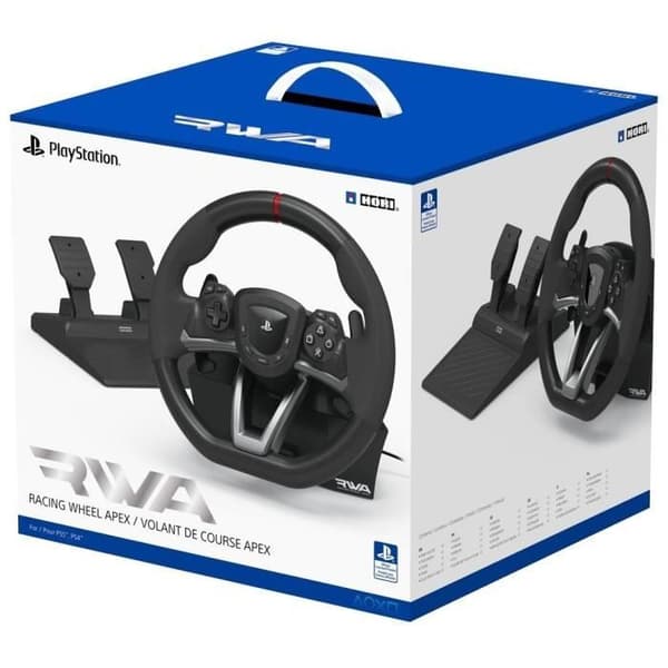 Racing Wheel Apex racinghjul - HORI - PC, PS4 och PS5 - Pedaler ingår - Svart