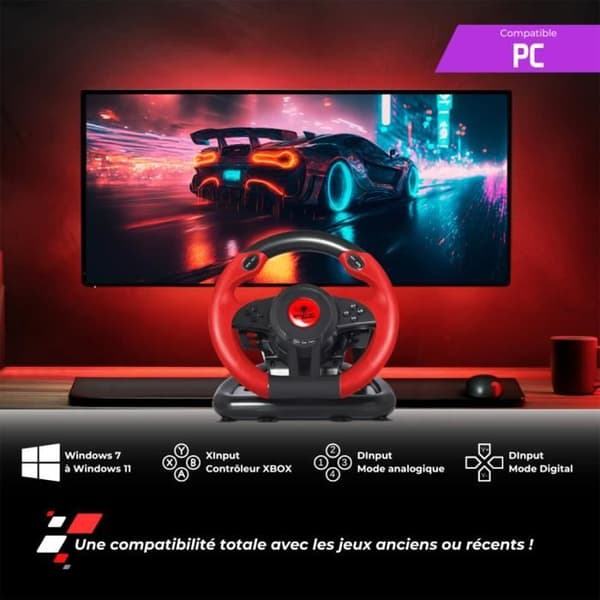 Simuleringsratt - SPIRIT OF GAMER - RACE WHEEL PRO - Trådbunden - 180° - PC Kompatibel