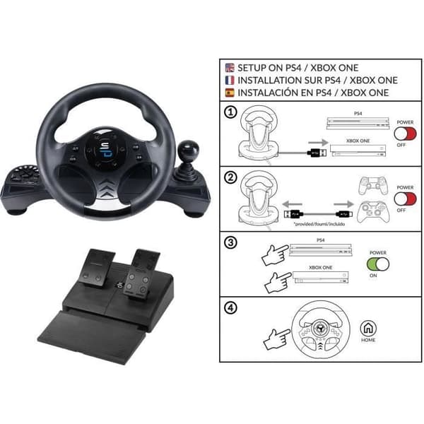 Superdrive - GS750 Racing Wheel med pedaler, paddlar, växelreglage och vibrationer för Xbox Series X/S, PS4, Xbox One, PC