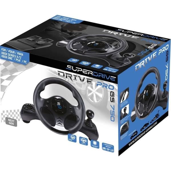 Superdrive - GS750 Racing Wheel med pedaler, paddlar, växelreglage och vibrationer för Xbox Series X/S, PS4, Xbox One, PC