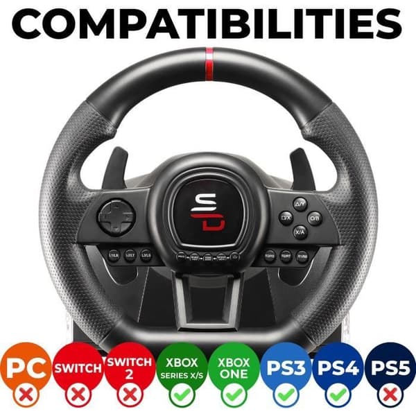 Racing ratt - SUPERDRIVE - GS650-X - Manuell växelspak - 3 pedaler - Paddle - PS4 / Xbox