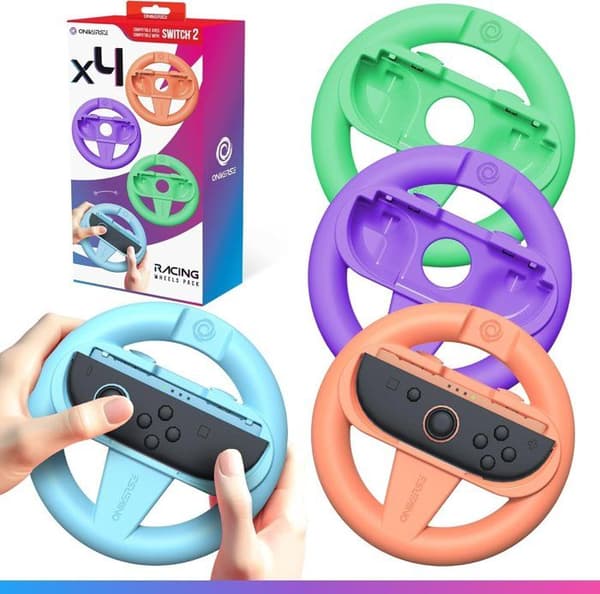 Pack med 4 Racingsrat för Nintendo Switch 2 - Oniverse - Tillbehör för Mario Kart, Orange Blå Grön Lila Rattar