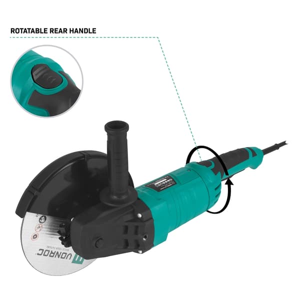 VONROC Vinkelslipmaskin 2350W – 230mm – Med sidohandtag – 5800 varv/min – 3m gummikabel