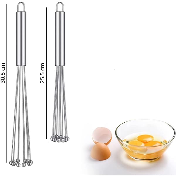 Ny Visp - Vispar med Kulor i Rostfritt Stål 2-Pack Set