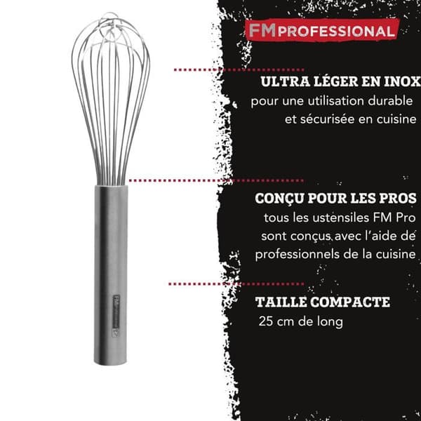 Köksvisp - FM Professional - 25 cm - Rostfritt stål - Ergonomisk - Praktisk