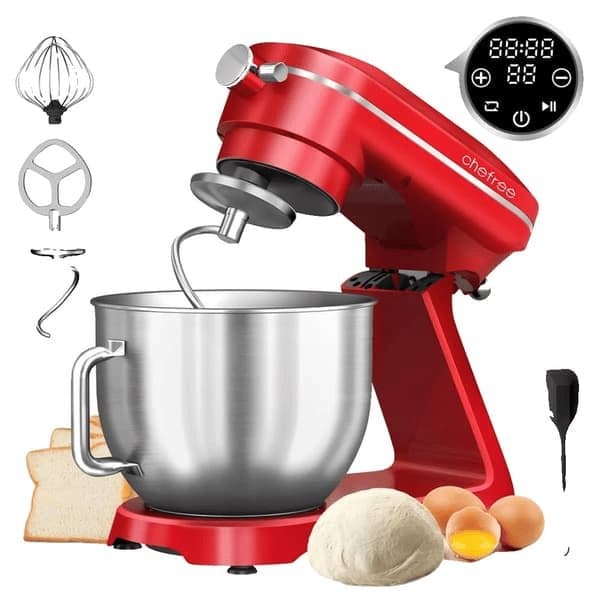 Chefree M500 Professionell Köksmixer, 7L Rostfri Skålmixer, 10 Hastigheter, 3 Vispar, 1800W Effekt