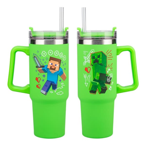Minecraft Green 900ml Multiway Travel Cup Straw - Merchandise