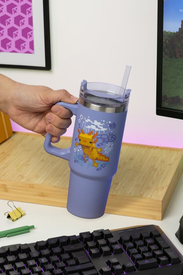 Minecraft Purple 900ml Multiway Travel Cup Straw - Merchandise