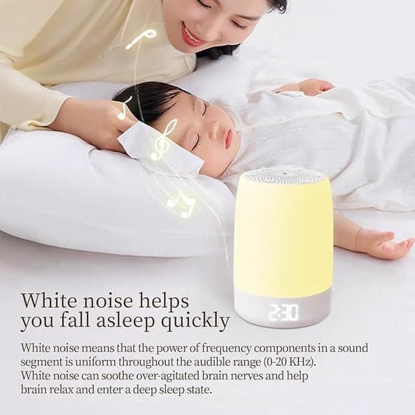 White Noise Maskin med APP-kontroll-Justerbar LED-lampa, 32 Lugnande Ljud, 8 Färger, Stänga Av Störande Ljud för Sömnen