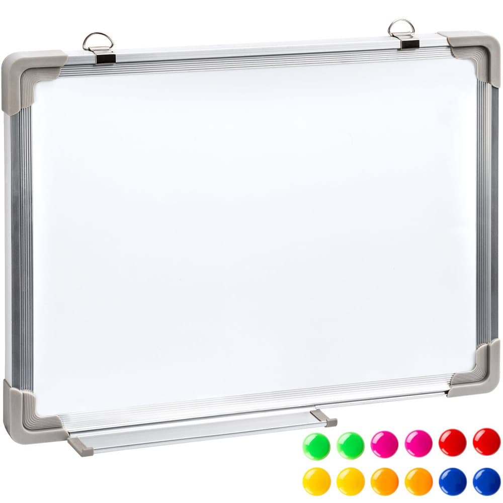 Whiteboard magnettavla + 12 färgade magneter - 60 x 45 x 2 cm