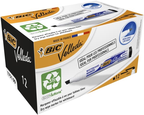 Whiteboardmarker BIC Velleda Ecolutions 1751 sort - 3-5.8 mm (12 stk.)