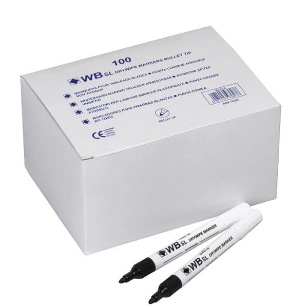 Whiteboardmarkers drywipe icon svart (100 st)