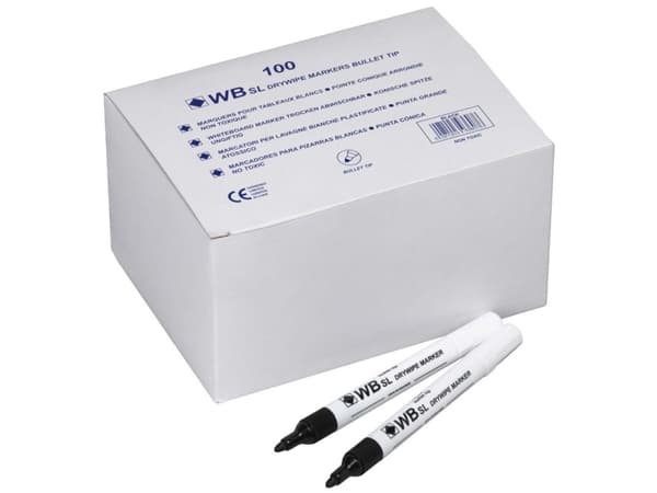 Whiteboardmarkers drywipe icon svart (100 st)