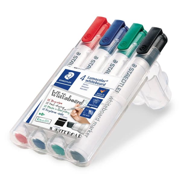 Whiteboardmarker Staedtler Lumocolor skrå spids 2-5 mm ass. farver-  (etui a 4 stk.)