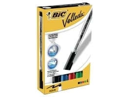 BIC VELLEDA - Markør - ikke-permanent - for whiteboard - svart, rød, blå, grønn - alkoholbasert blekk - 2.2 mm (en pakke 4)