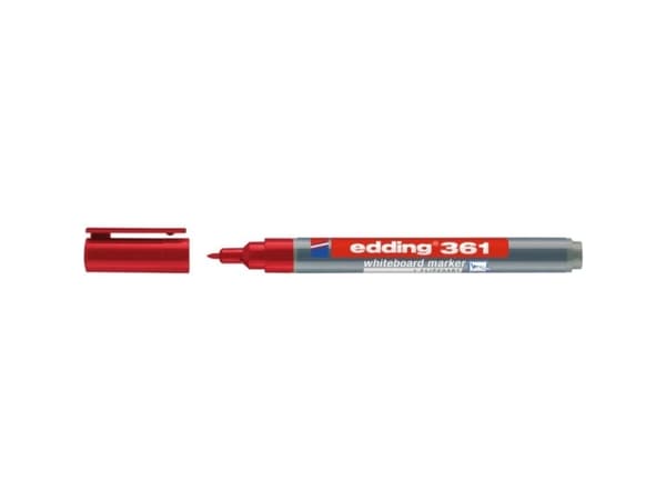 Edding 361, 1 styck, Röd, Rundad spets, Grå, Röd, Rund, 1 mm