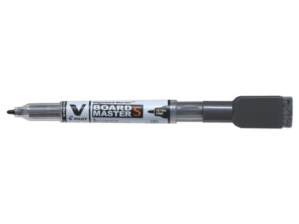 Whiteboardmarker Pilot V-Board Master S Ultra Fine sort med magnet og visker