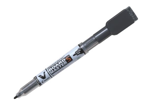 Whiteboardmarker Pilot V-Board Master S Ultra Fine sort med magnet og visker