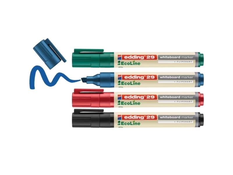 Whiteboardmarker Edding 29 Ecoline, skrå, etui a 4 farver