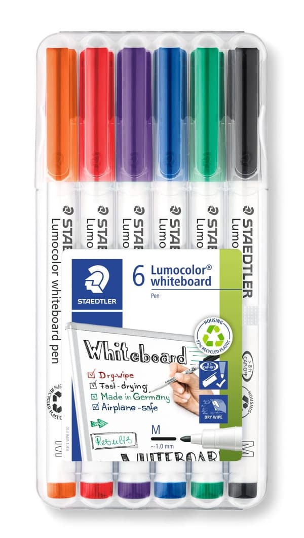 Whiteboardmarker Staedtler Lumocolor rund 1.0 mm med 6 stk. ass. farver