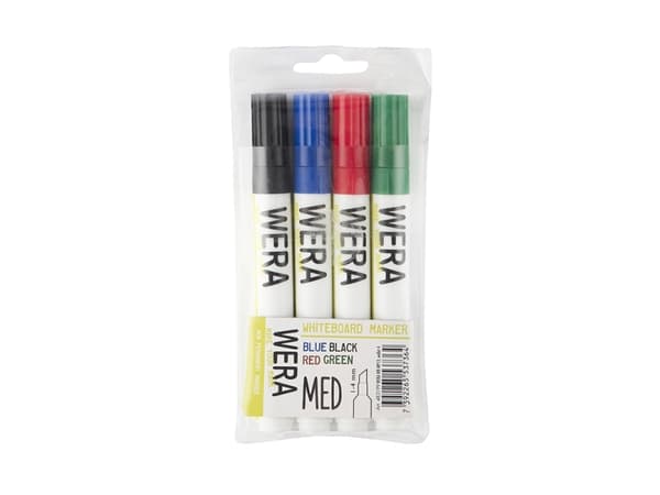 Whiteboardmarker WERA ass. kantet spids 1-4mm 4stk/pak