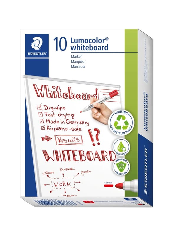 Whiteboardmarker Staedtler 351 rød Lumocolor 2,0 mm - (10 stk.)