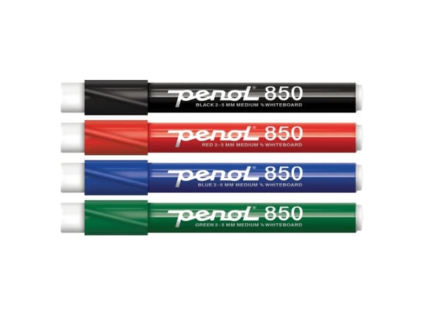 Penol 850 - Markør - for whiteboard - svart, rød, blå, grønn - alkoholbasert blekk - 2-5 mm - medium (en pakke 4)