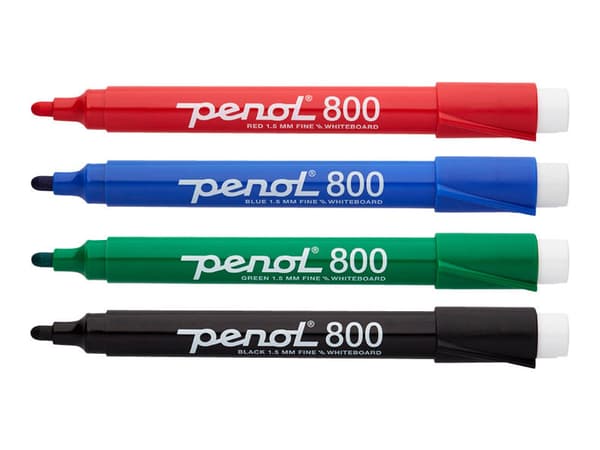 Penol 800 - Markør - for whiteboard - svart, rød, blå, grønn - alkoholbasert blekk - 1.5 mm - fin (en pakke 4)