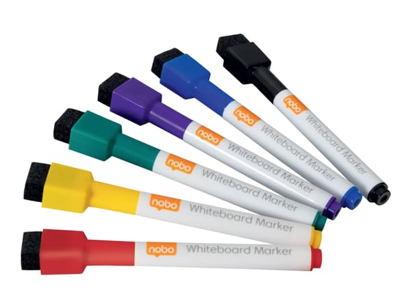 Whiteboardmarker Mini Nobo til glassboard med 6 stk. ass. farver