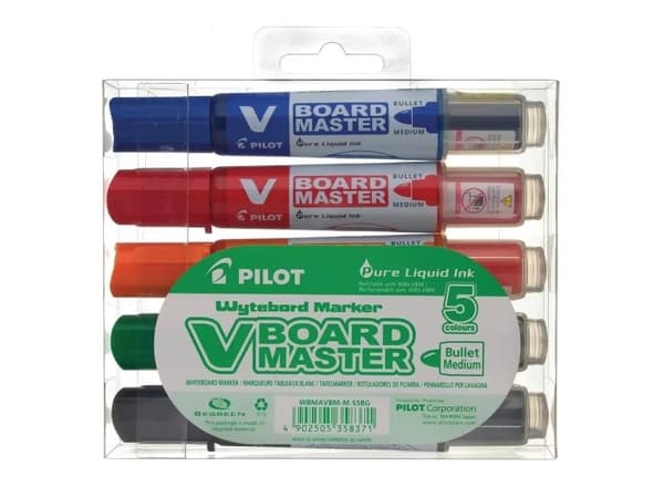 Pilot V Board Master Begreen - Markeringspenn - for whiteboard - svart, rød, blå, grønn, oransje - fargestoffbasert blekk - 2.3 mm - medium (en pakke