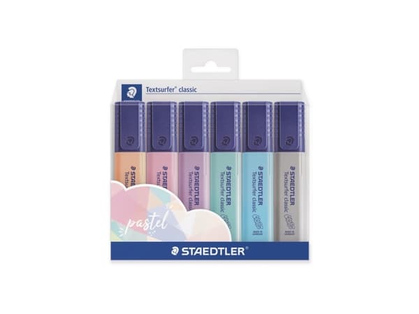 Staedtler 364 C, 6 stykker, Lyseblå, Lysegrå, Mint, Fersken, Rosa, Fiolett, Polypropylen (PP), 1 mm, 5 mm, Vann-basert blekk