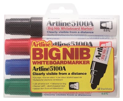 Whiteboardpennor Artline EK-5100A/4W Big Nib, 5mm, Rund spets 4/fp