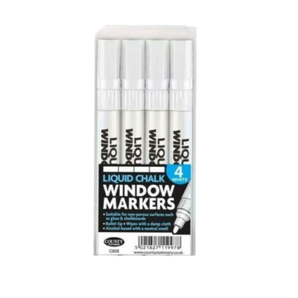 County Stationery Chalk Marker (Pack of 4) White One Size