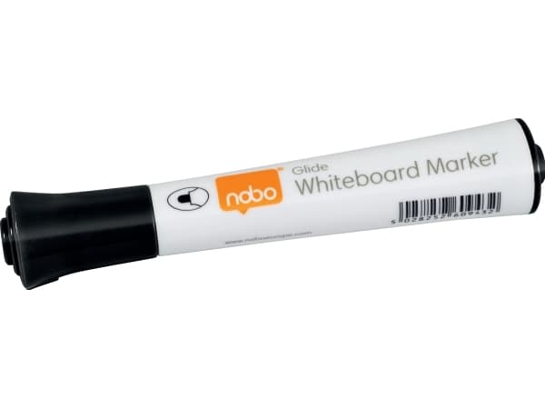 Nobo Glide whiteboard marker rund spids 2 mm hurtigttørende blæk, pakke/10 stk. Sort