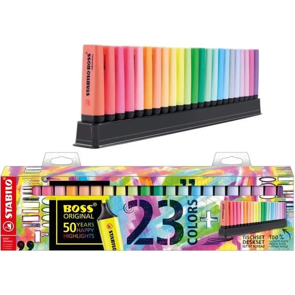 Stabilo Boss® Original Deskset 50th Birthday med 23 stk. ass. farver