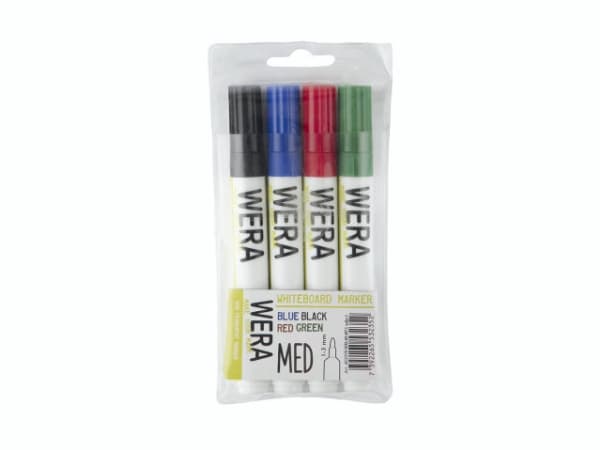 Whiteboardmarker WERA ass. rund spids 1-3mm 4stk/sæt
