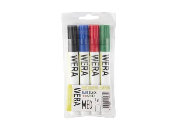 Whiteboardmarker WERA ass. rund spids 1-3mm 4stk/sæt