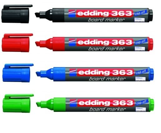 edding 363 board - Markør - for brett - svart, rød, blå, grønn - fargeblekk - 1-5 mm (en pakke 4)