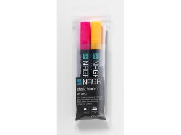 Glastavle marker pink og orange 4,5 mm Dry Erase med vendbar spids fra rund til skrå 2 stk. i pakke