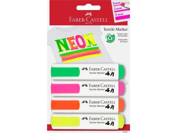 Faber-Castell Markery do kangas 4 kolory neonowe FABER CASTELL FABER CASTELL