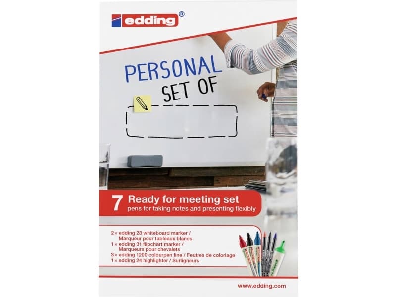 Edding 4-BTWMEET e-BTW Whiteboard Markers Set Black, Blue , Red, Silver, Green 7 st